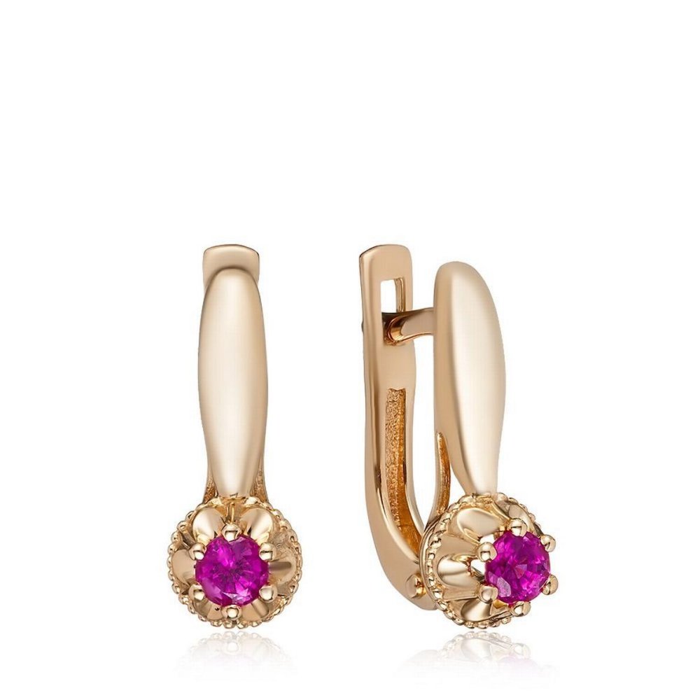 Серьги Соколов с рубином и бриллиантами