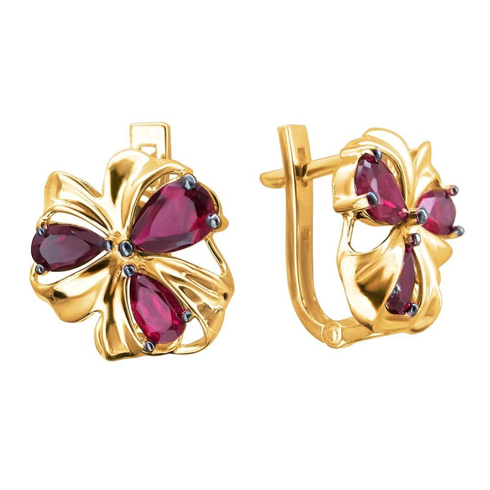 Золото 585 серьги с рубином