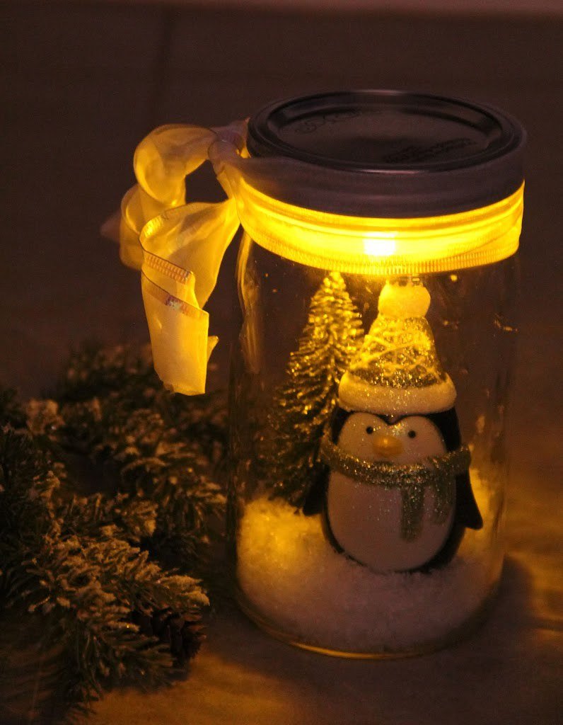 Поделка Новогодняя с подсветкой в банке
