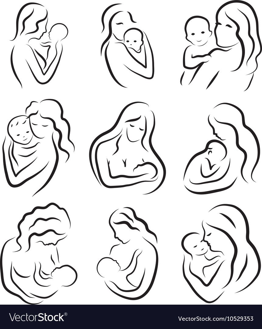 Младенец на руках векторное