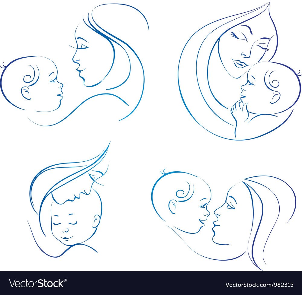 Схематичное изображение матери и ребенка