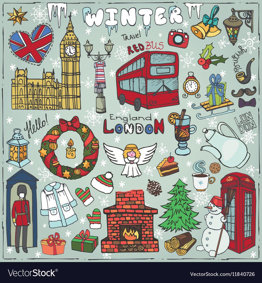 Рисунки на новый год в стили Англии