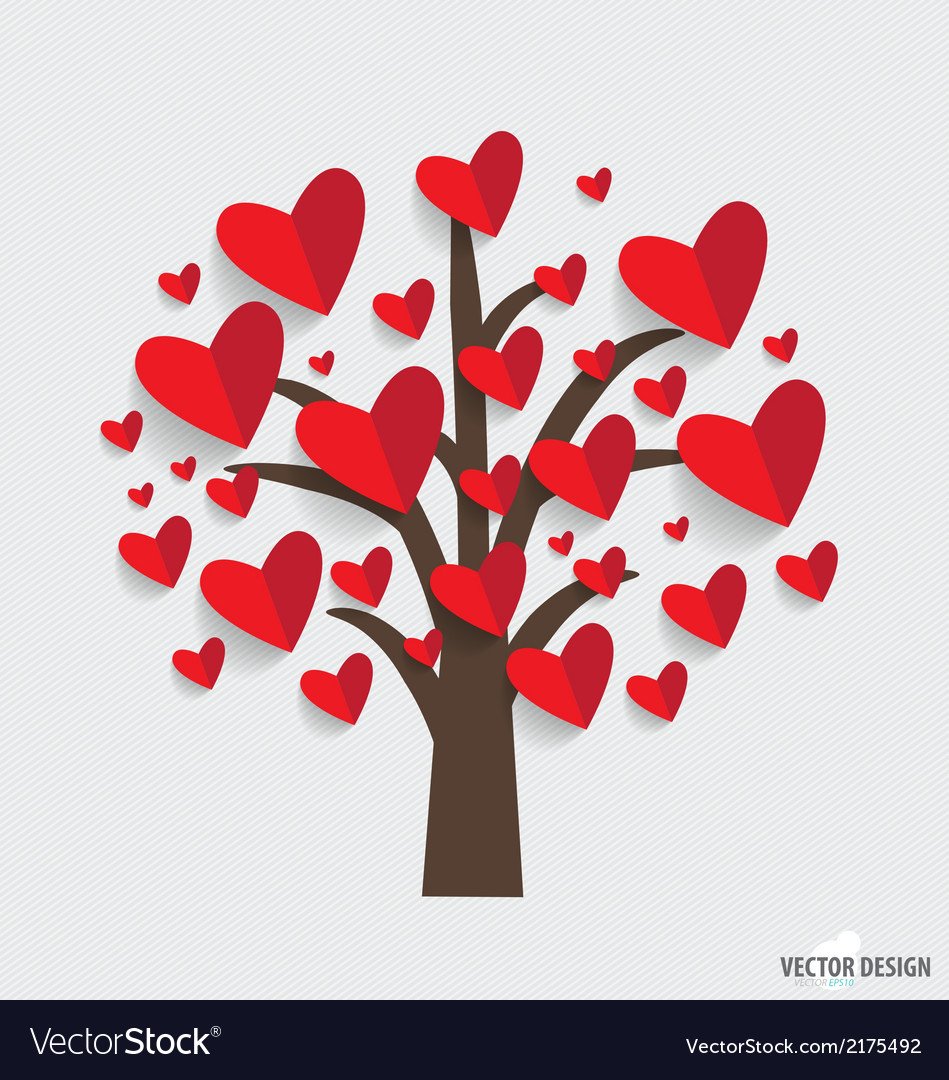 Дерево из сердечек аппликация