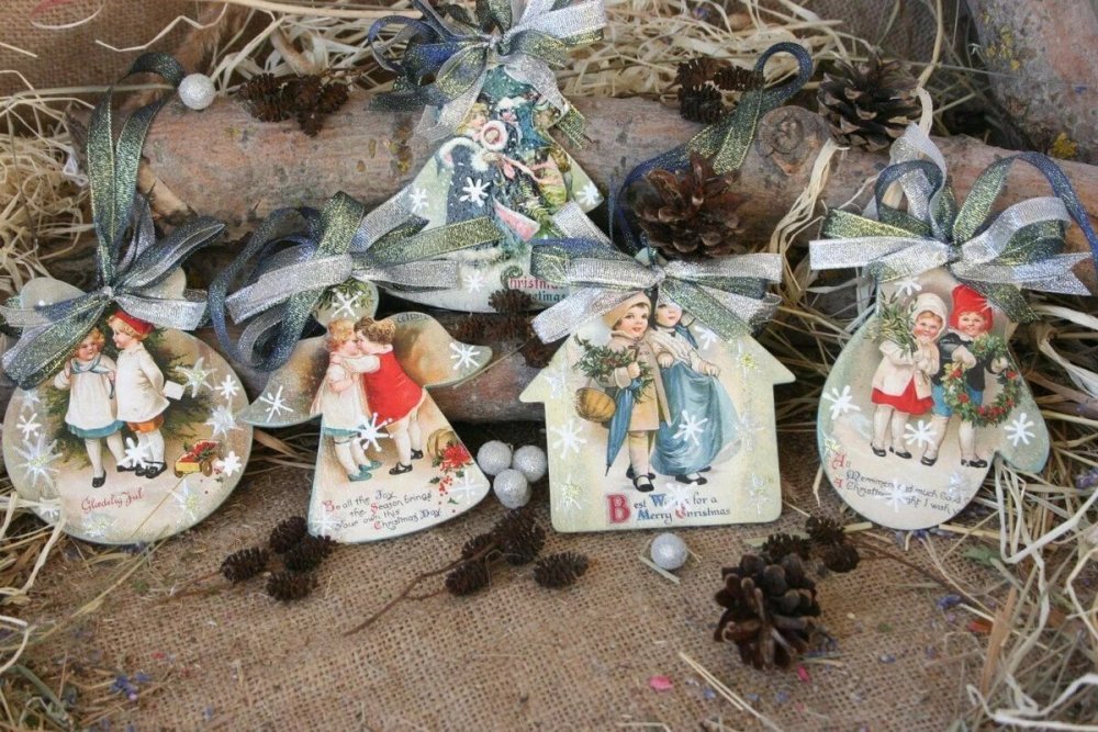 Декупаж домики гирлянда