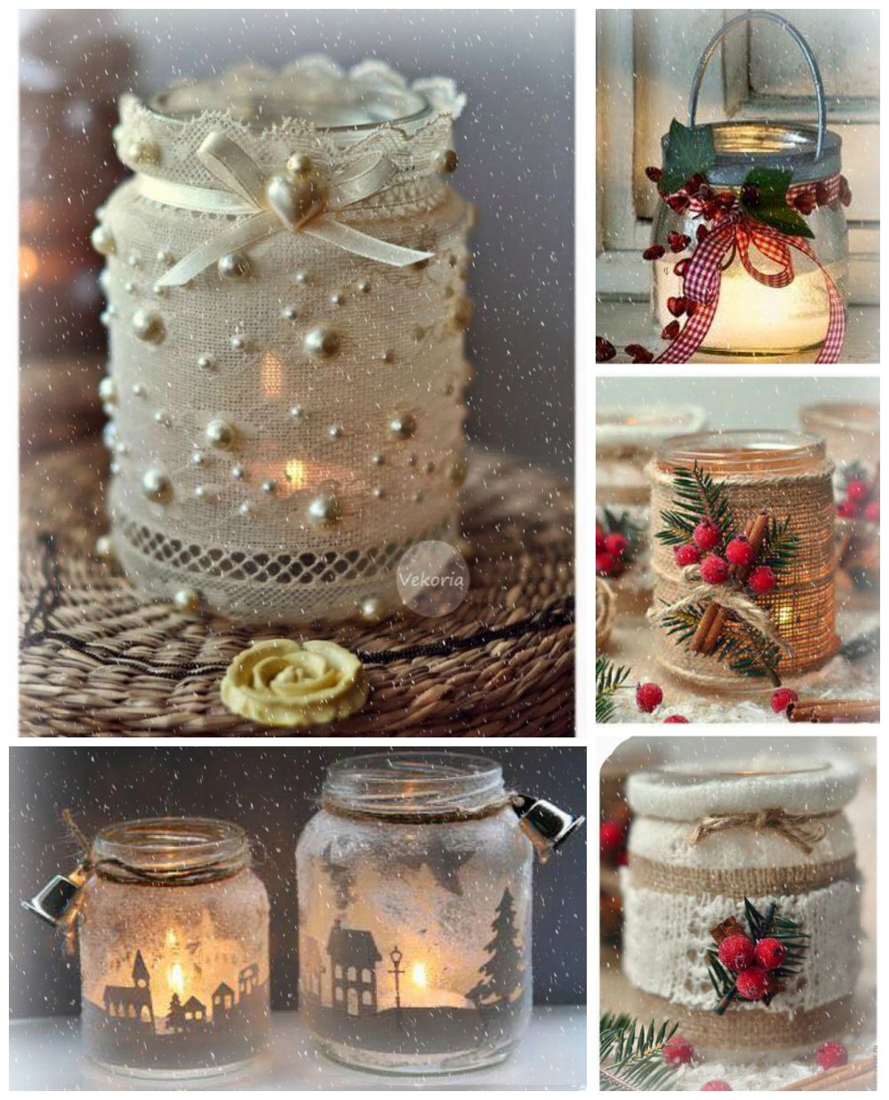 Подсвечник из банки с окошками