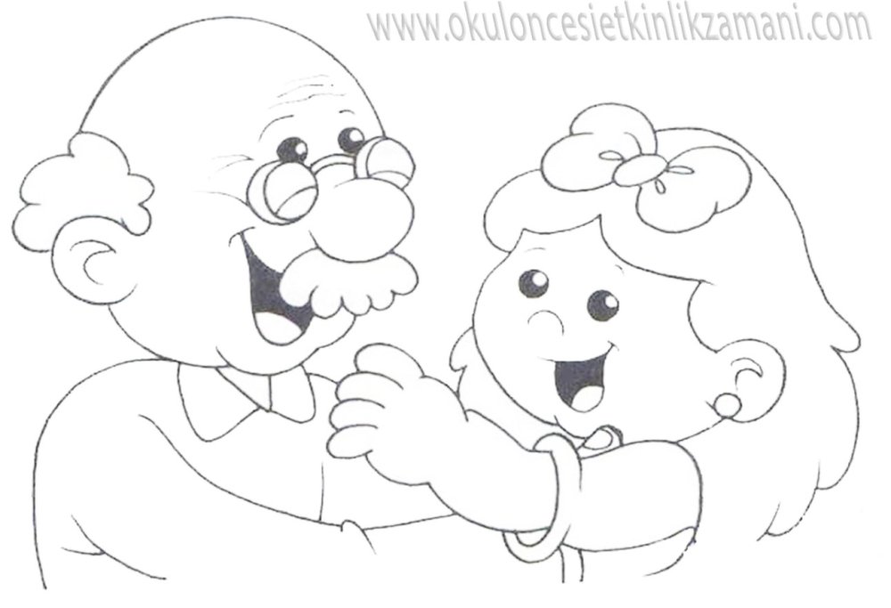 Раскраска дедушка и внучка