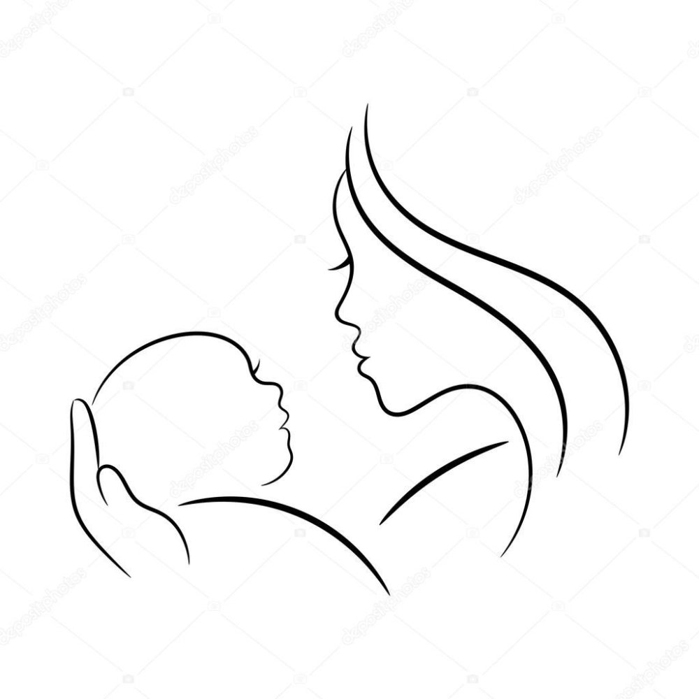 Мама с ребенком контур