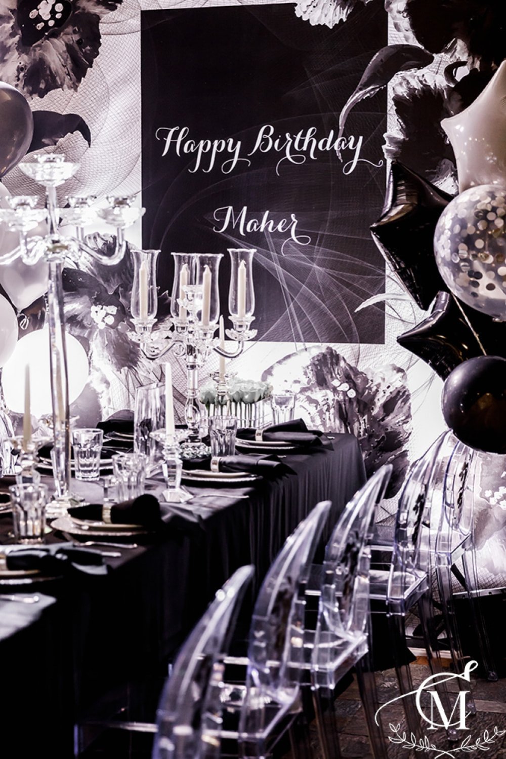Юбилей в черно белом стиле