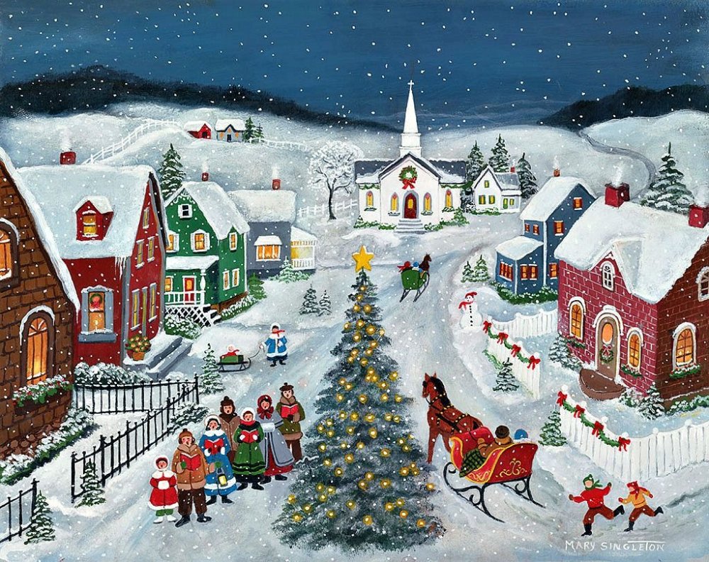 Рождественская деревня иллюстрации