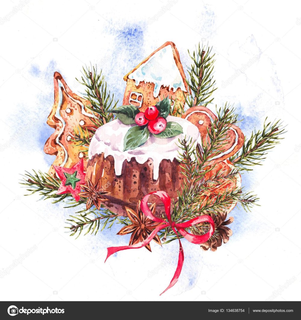 Рождество акварель