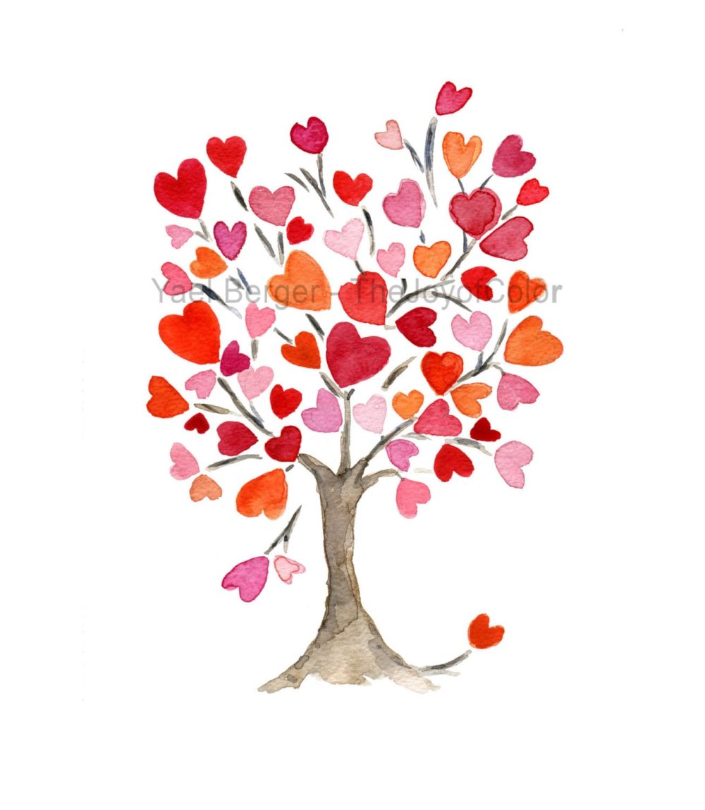 Дерево с сердечками ко Дню матери