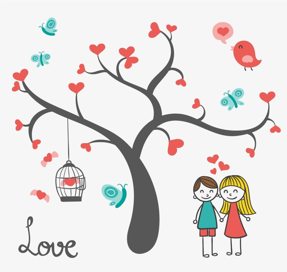 Дерево влюбленных рисунок