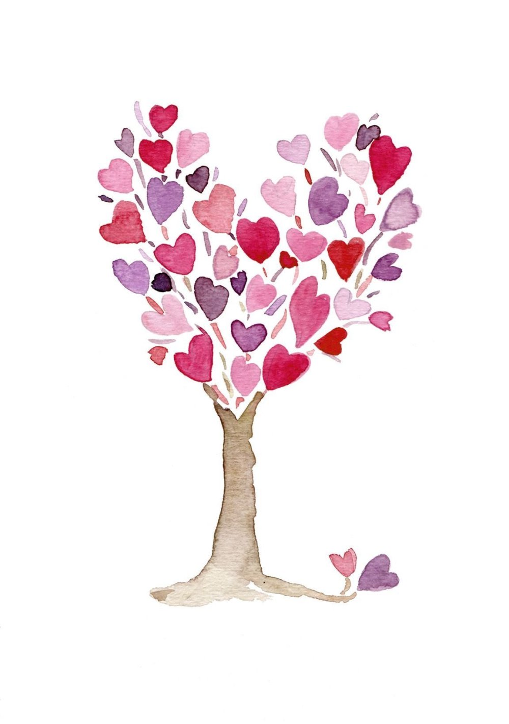 Открытка дерево из сердечек