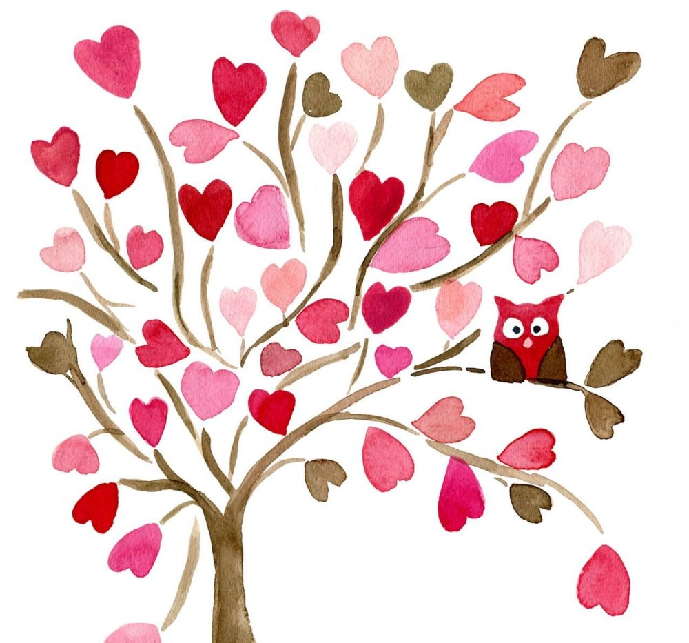 Дерево с сердечками