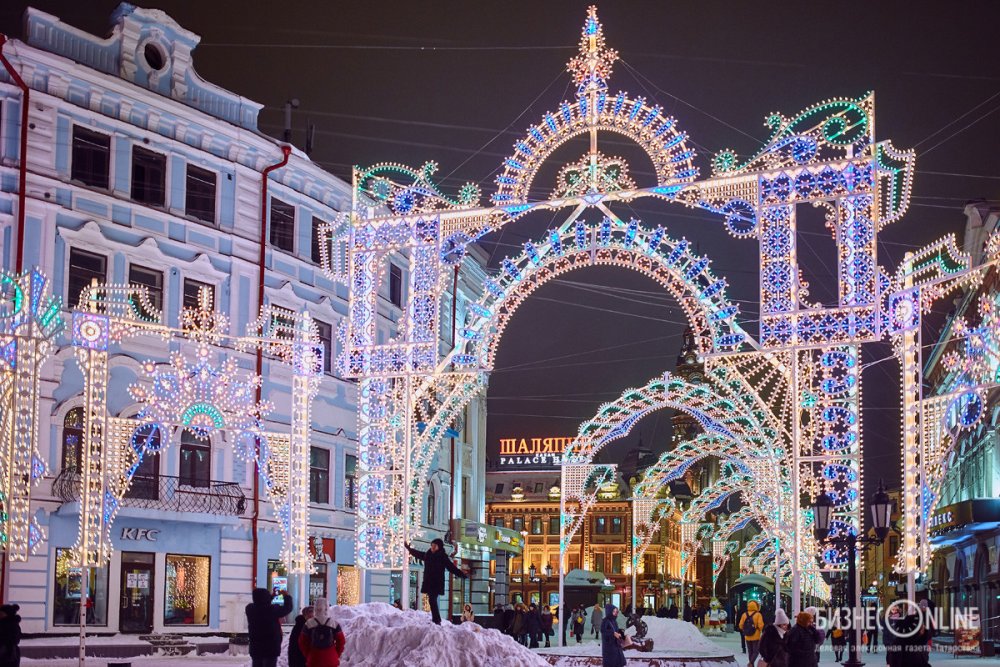 Новогодняя иллюминация Баумана Казань