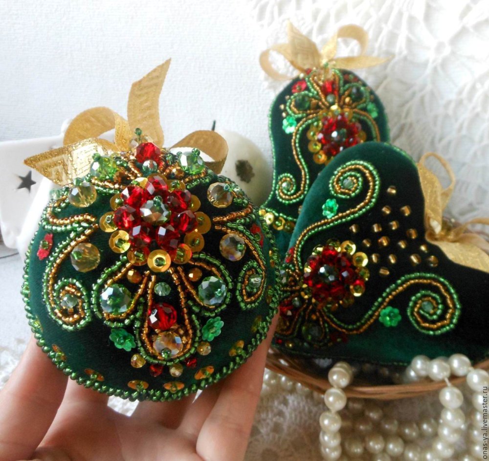 Новогодние игрушки из бархата